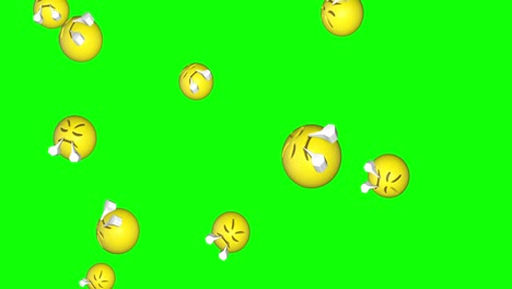 Triumph-3D-Emojis-Fallen-Auf-Den-Grünen-Bildschirm